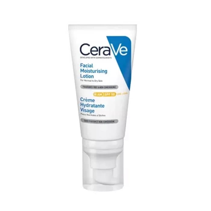 کرم مرطوب کننده صورت سراوی با SPF50 حاوی سرامید، نیاسینامید و ویتامین E مناسب پوست معمولی و خشک 52 میل — تصویر ۳