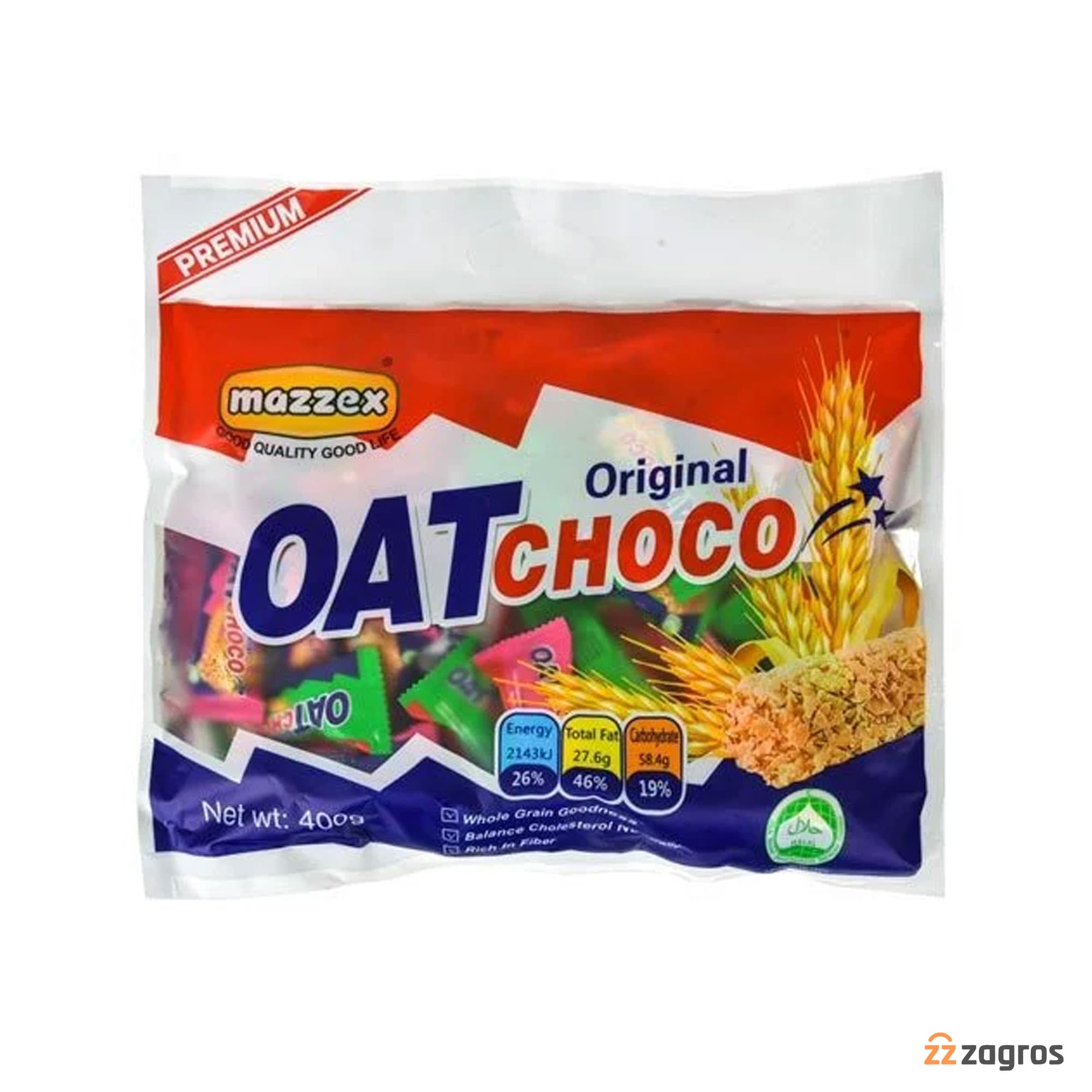 شکلات غلات اوت چوکو مدل Original Mazzex وزن 400 گرم — تصویر ۲