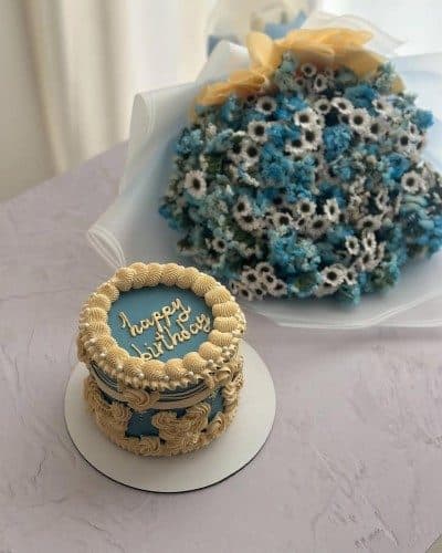 کیک تولد و باکس گل 6 سالگی دخترانه