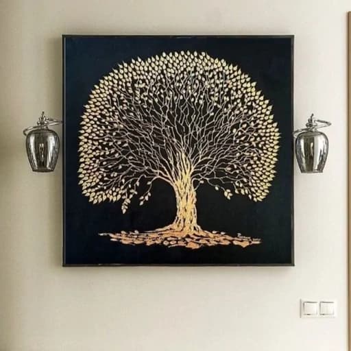 تابلو نقاشی برجسته مشکی طلایی مدل درخت طلایی — تصویر ۲