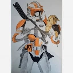 تابلو نقاشی ترکیبی آبرنگ و مدادرنگی commander cody از starwars — تصویر ۳