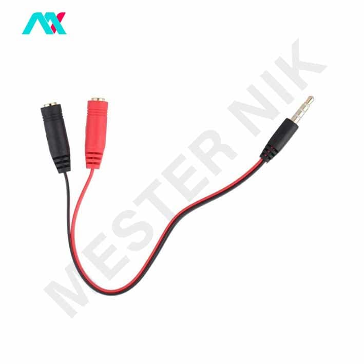کابل صدا 2 به 1 هدفون و میکروفون شرینگ- تکی — تصویر ۲