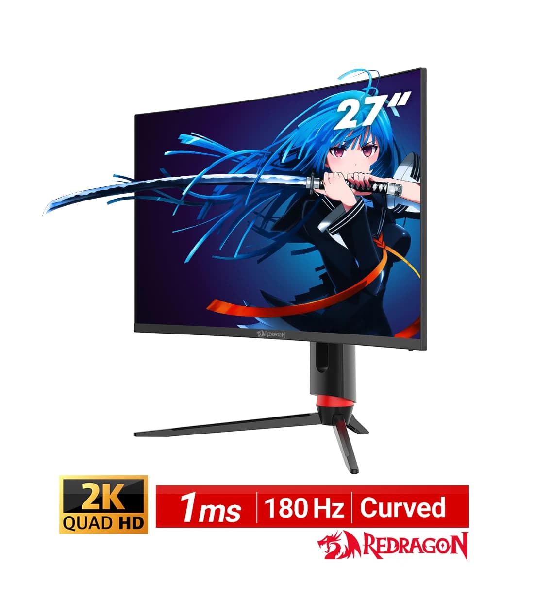 مانیتور گیمینگ 27 اینچ خمیده ردراگون GMQ2712RVC — تصویر ۸