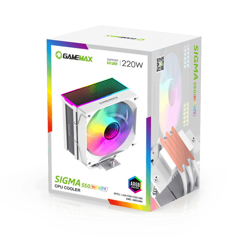 خنک کننده پردازنده گیم مکس Sigma 550 Infinity White — تصویر ۱۰