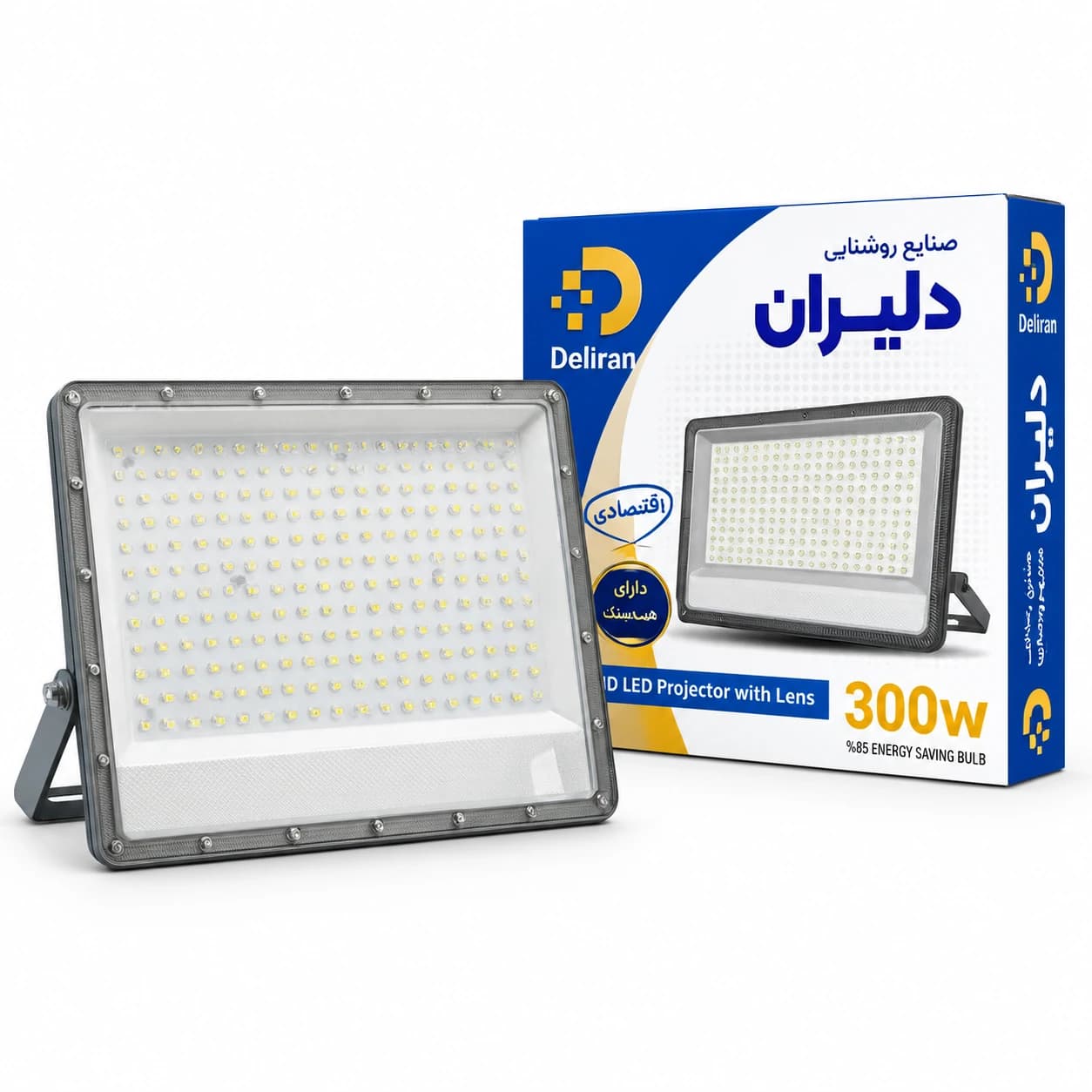 پرژکتور ۳۰۰ وات LED دلیران (اقتصادی) دارای یک سال‌گارانتی در رنگ سفید — تصویر ۳