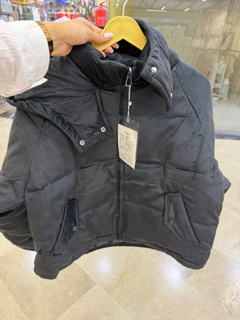 کاپشن مخمل کبریتی گرم بالا کلاه دار دخترانه و زنانه کد 9539 — تصویر ۵