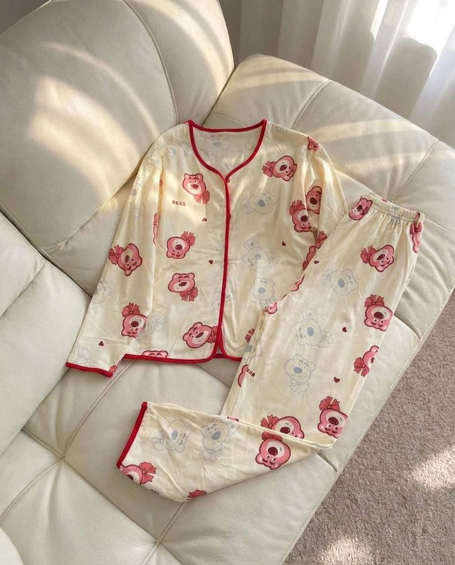ست دو تیکه بلوزآستین بلند و شلوار نخ پنبه گرم بالا کد 9531 — تصویر ۳