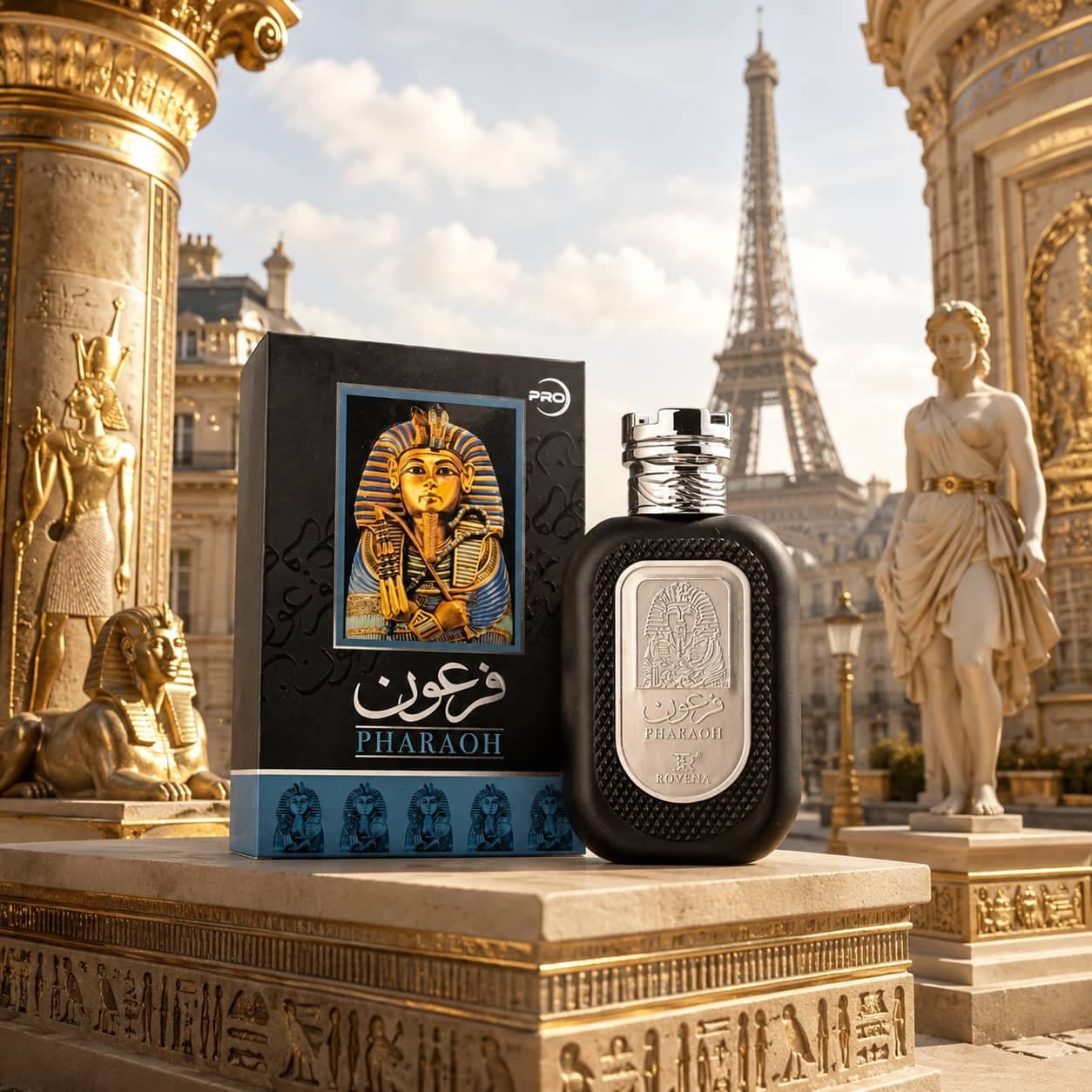 عطر ادکلن 2026 مردانه فرعون مشکی روونا فرانسه مدل فرعون مشکی (Rovena Pharaoh black) حجم 100 میل — تصویر ۴