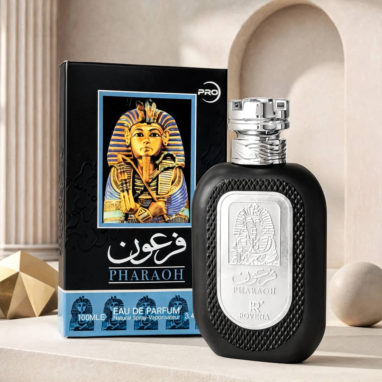 عطر ادکلن 2026 مردانه فرعون مشکی روونا فرانسه مدل فرعون مشکی (Rovena Pharaoh black) حجم 100 میل — تصویر ۷