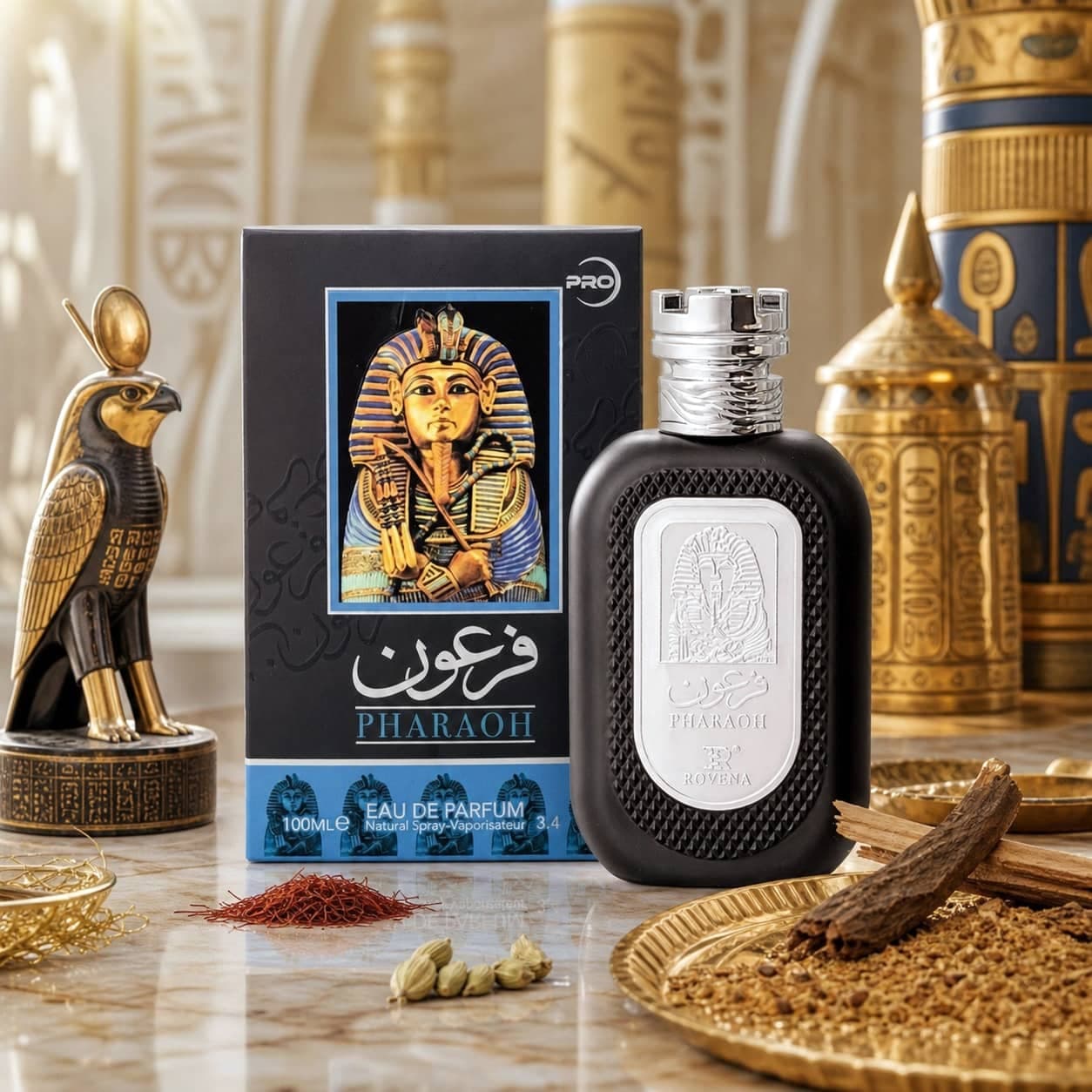 عطر ادکلن 2026 مردانه فرعون مشکی روونا فرانسه مدل فرعون مشکی (Rovena Pharaoh black) حجم 100 میل — تصویر ۲
