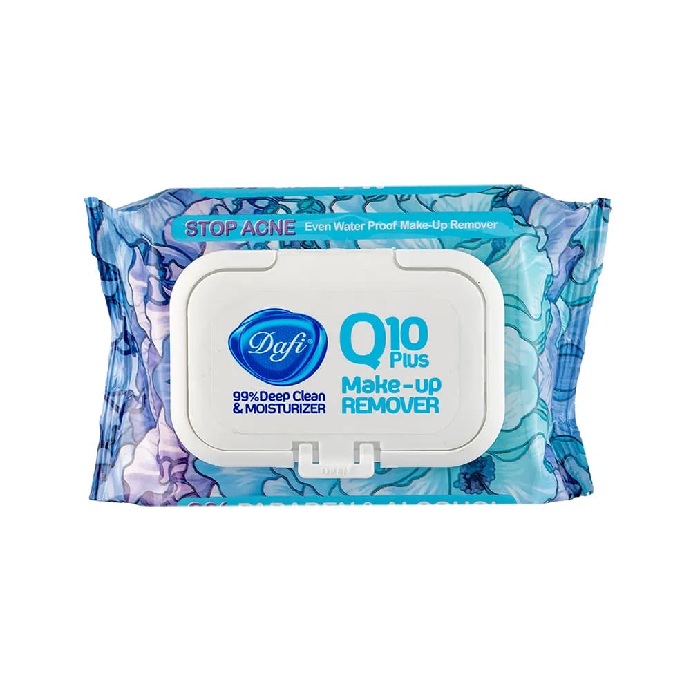 دستمال مرطوب پاک کننده آرایش دافی مدل Q10 طرح گلدار 50 برگی (طرح رندوم)