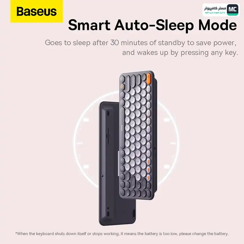 کیبورد بی سیم بیسوس مدل K01B Wireless Tri-Mode Frosted Gray — تصویر ۷