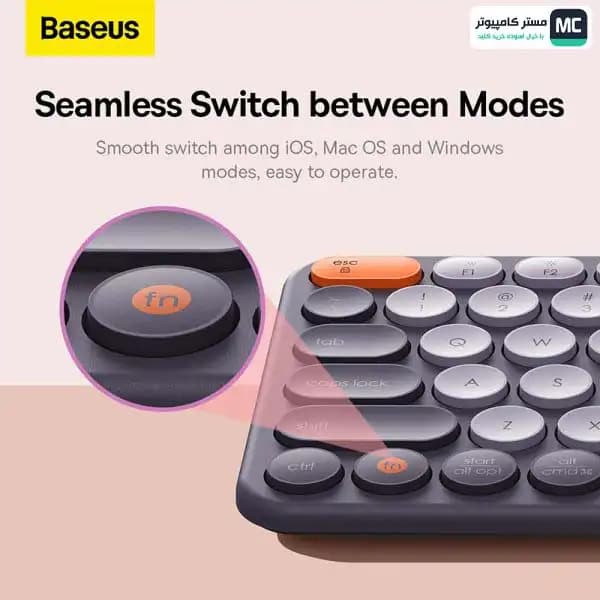 کیبورد بی سیم بیسوس مدل K01B Wireless Tri-Mode Frosted Gray — تصویر ۵