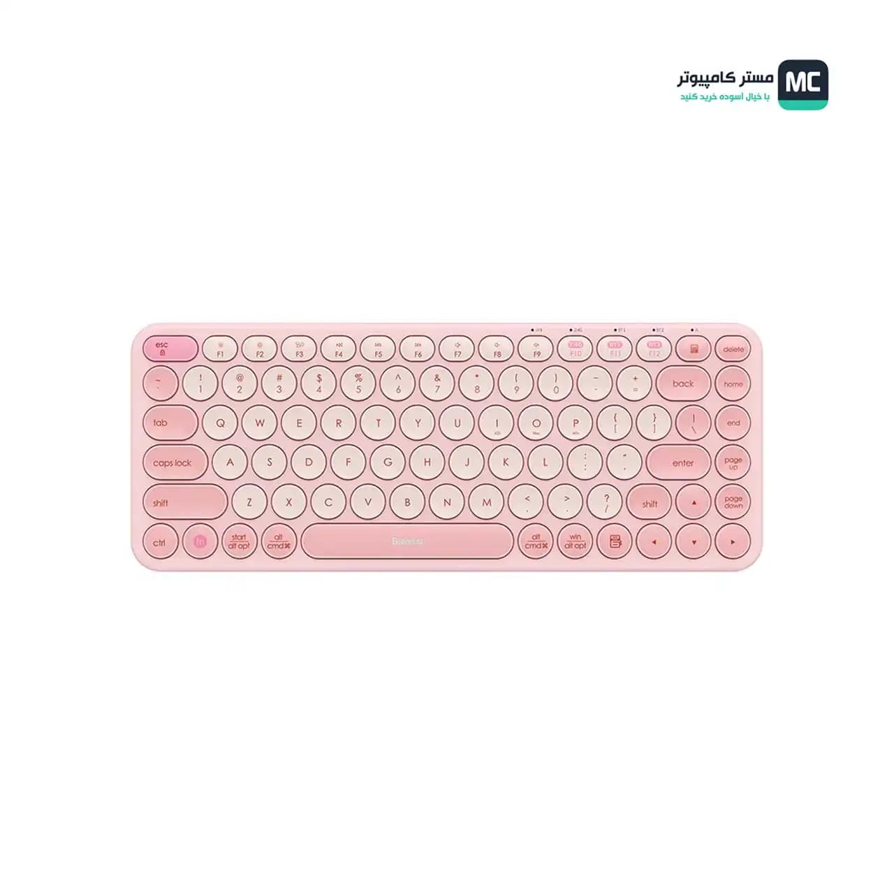 کیبورد بی سیم بیسوس مدل K01A Wireless Tri-Mode Baby Pink