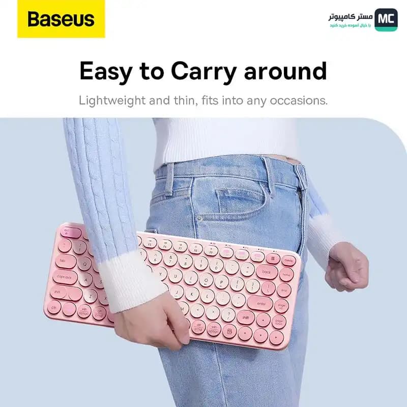کیبورد بی سیم بیسوس مدل K01A Wireless Tri-Mode Baby Pink — تصویر ۵