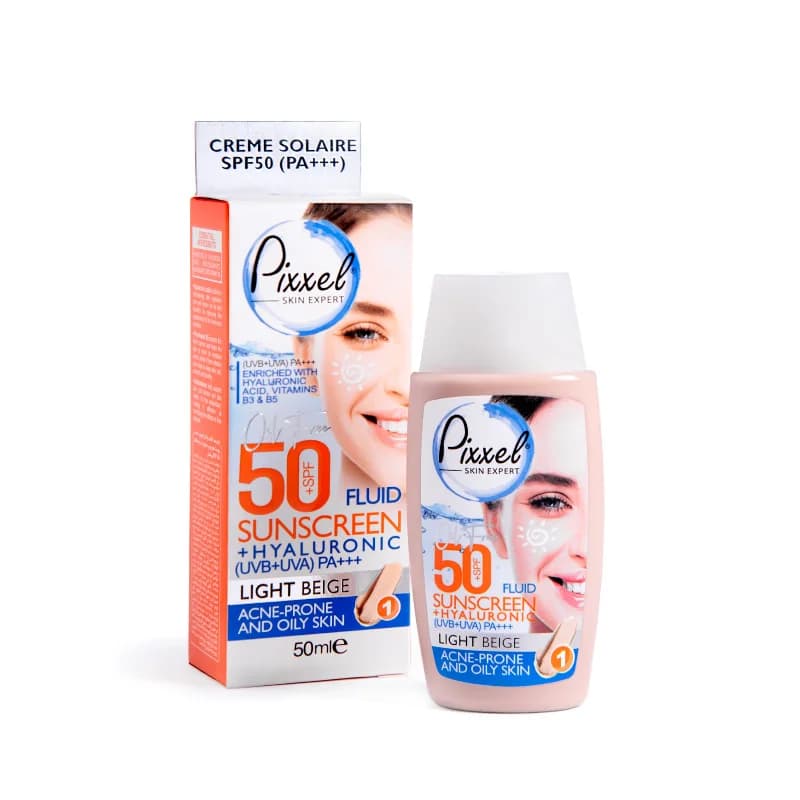 کرم ضدآفتاب 50 SPF (بژ روشن شماره یک) پوست چرب پیکسل 50 میلی لیتر Pixxel