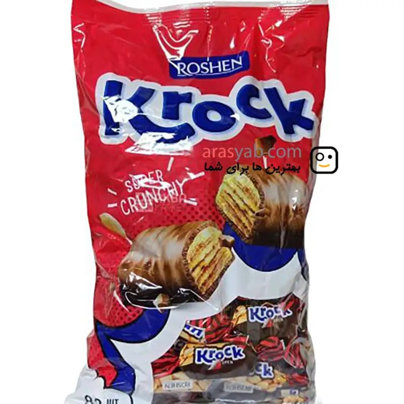 شکلات کروک روشن KROCK با خمیر بادام زمینی بسته 1 کیلویی