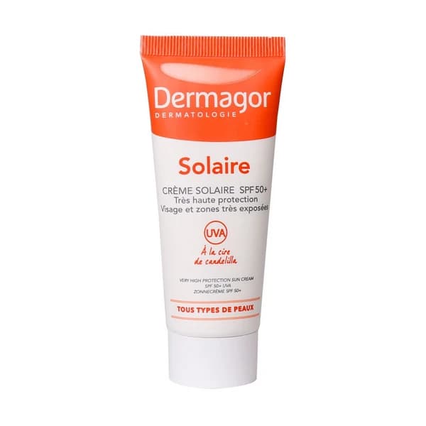 کرم ضدآفتاب SPF50 بی‌رنگ پوست نرمال تا خشک درماگور 40 میلی‌لیتر Dermagor — تصویر ۲