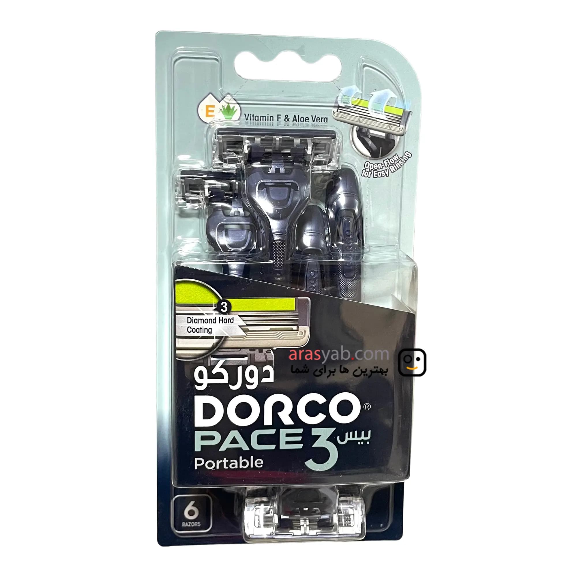 خودتراش سه تیغ دورکو DORCO پرتابل مدل Pace 3 بسته 6 عددی