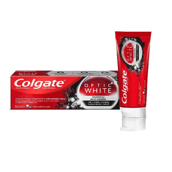 خمیردندان زغالی کلگیت Optic white charcoal حجم 50 میلی