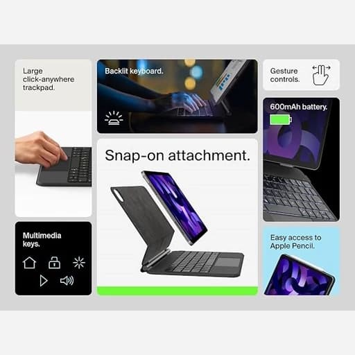 کیبورد مگنتی هوشمند ایپد پرو11 اینچی مدلM4 برند belkin اورجینال امازون المان — تصویر ۸