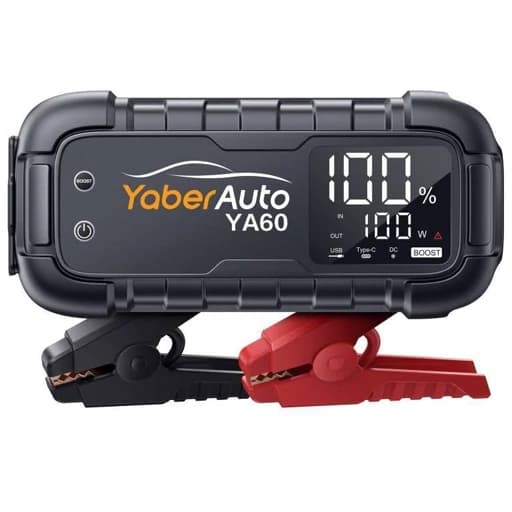 جامپ استارتر خودرو برند YaberAuto آمپر 7000 پاور بانک 27هزار میلی امپر با چراغ قوه 600 لومن و کیف برزنتی قابل حمل اورجینال امازون المان — تصویر ۸