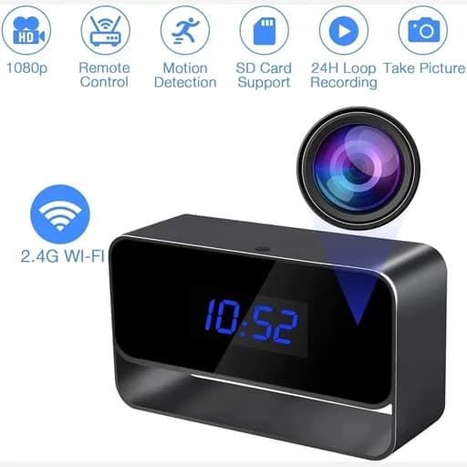 دوربین امنیتی (ساعت رو میزی) Wifi پخش زنده .رم خور. دید در شب. بیسیم اورجینال امازون المان — تصویر ۱۰