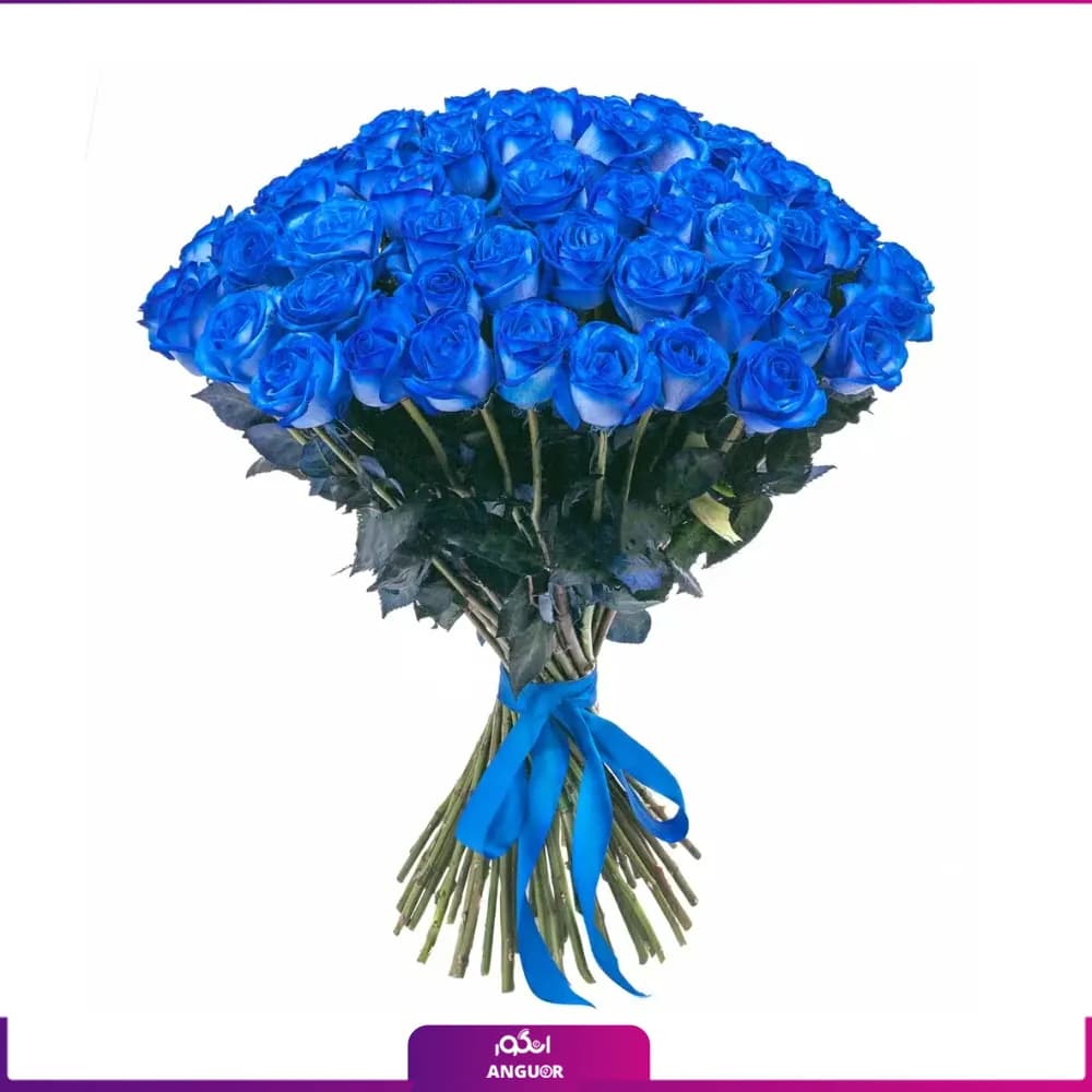 دسته گل رز آبی 75 شاخه 70سانتی