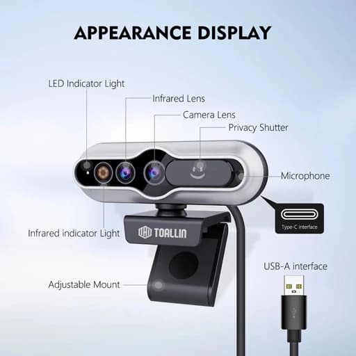 وبکم حرفه ایی5مگاپیکسلی با کیفیت تصویر 2K فوکس خودکار.صدای دو طرفه .حذف نویز اورجینال امازون المان — تصویر ۱۰