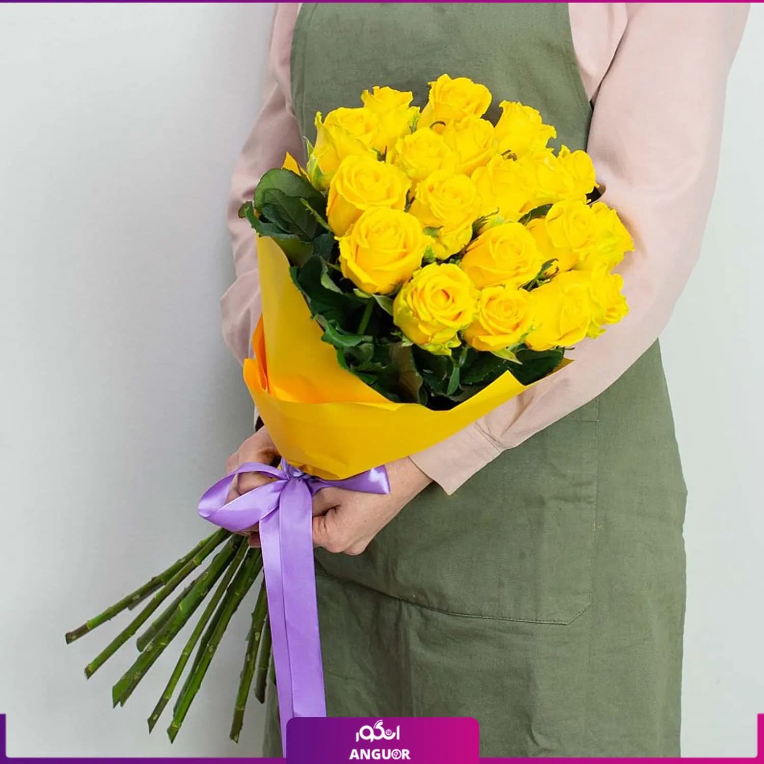 دسته گل رز زرد 19 شاخه