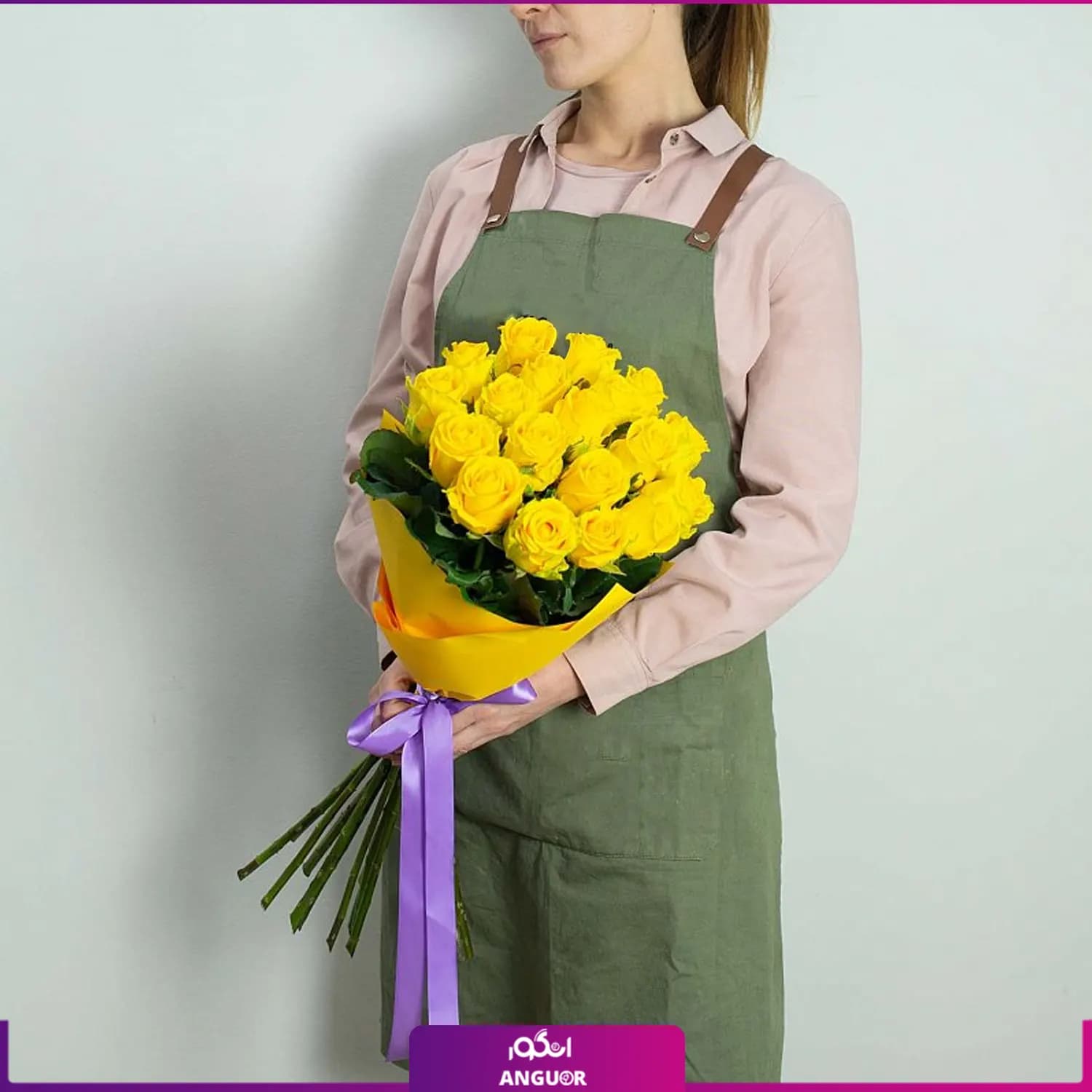 دسته گل رز زرد 19 شاخه — تصویر ۲