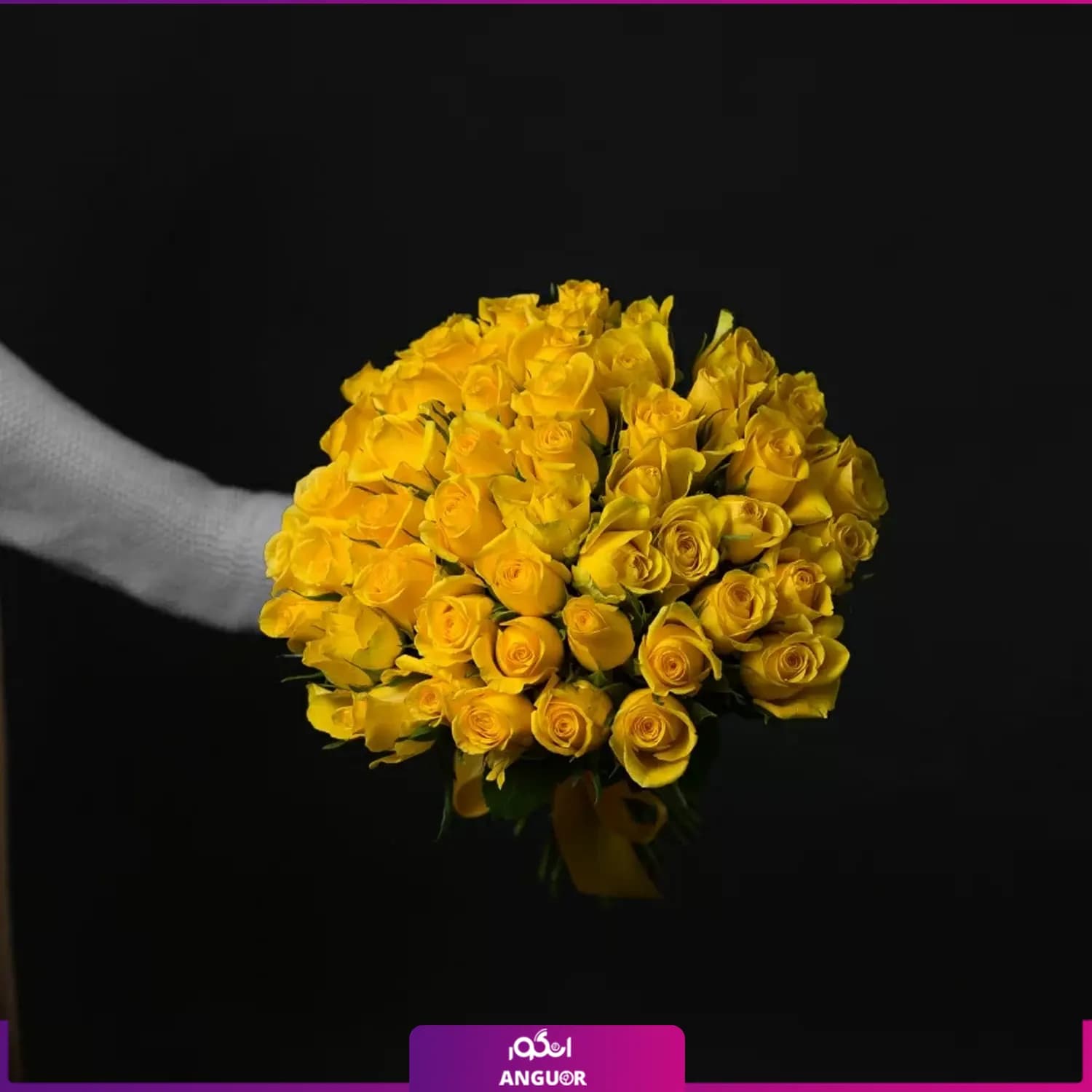 دسته گل رز زرد 55 شاخه 40 سانتی — تصویر ۲