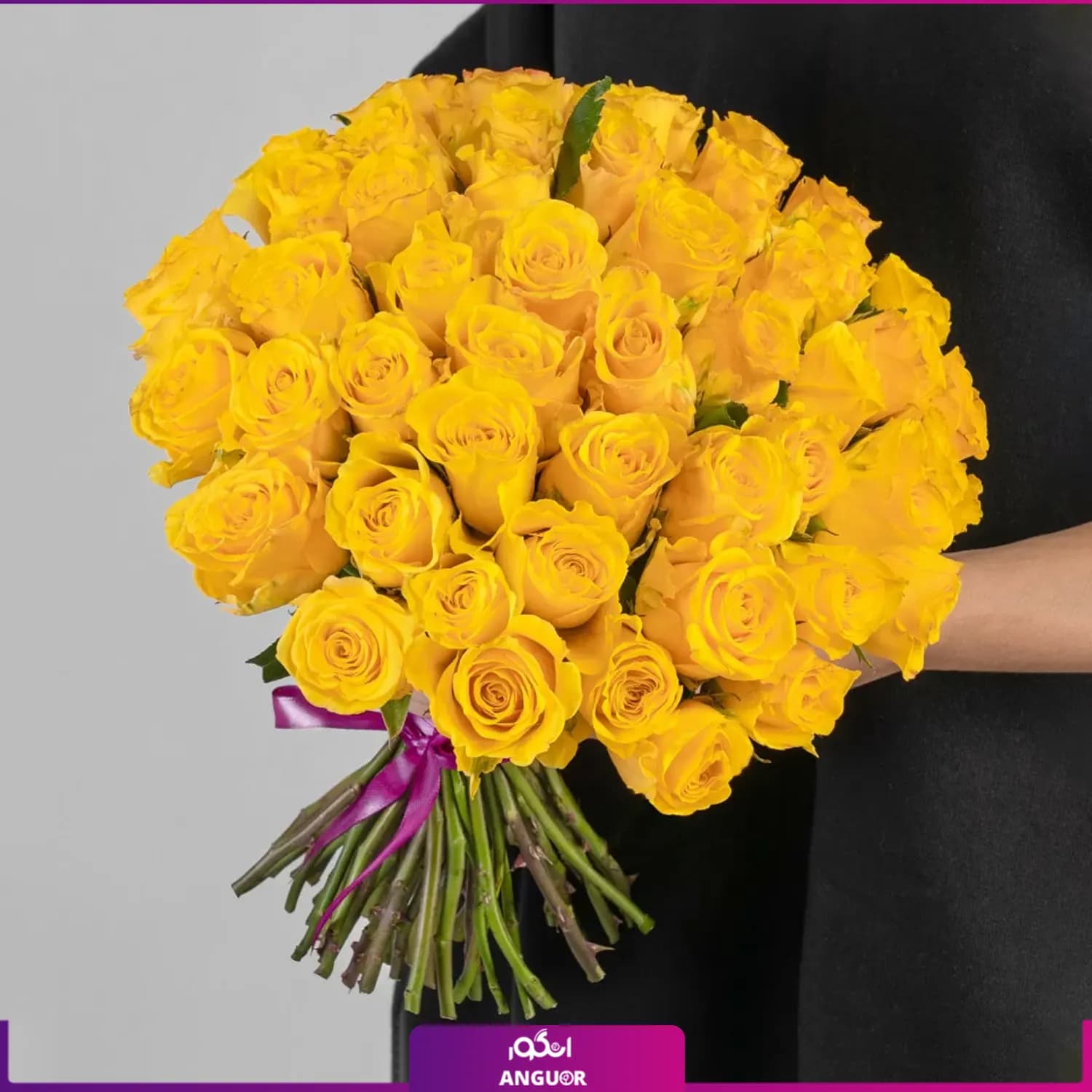 دسته گل رز زرد بدون تزیین 51 شاخه