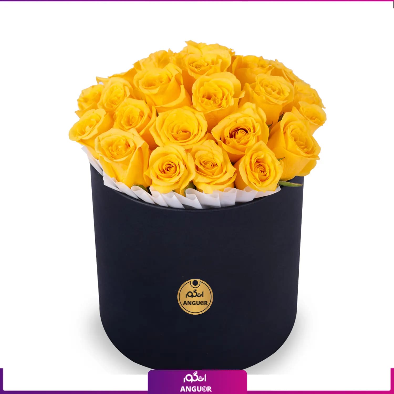 باکس گل رز زرد 25 شاخه