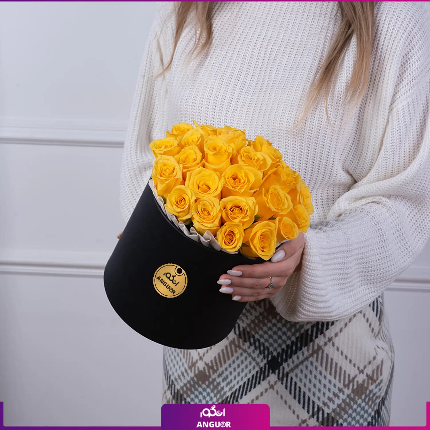 باکس گل رز زرد 25 شاخه — تصویر ۳