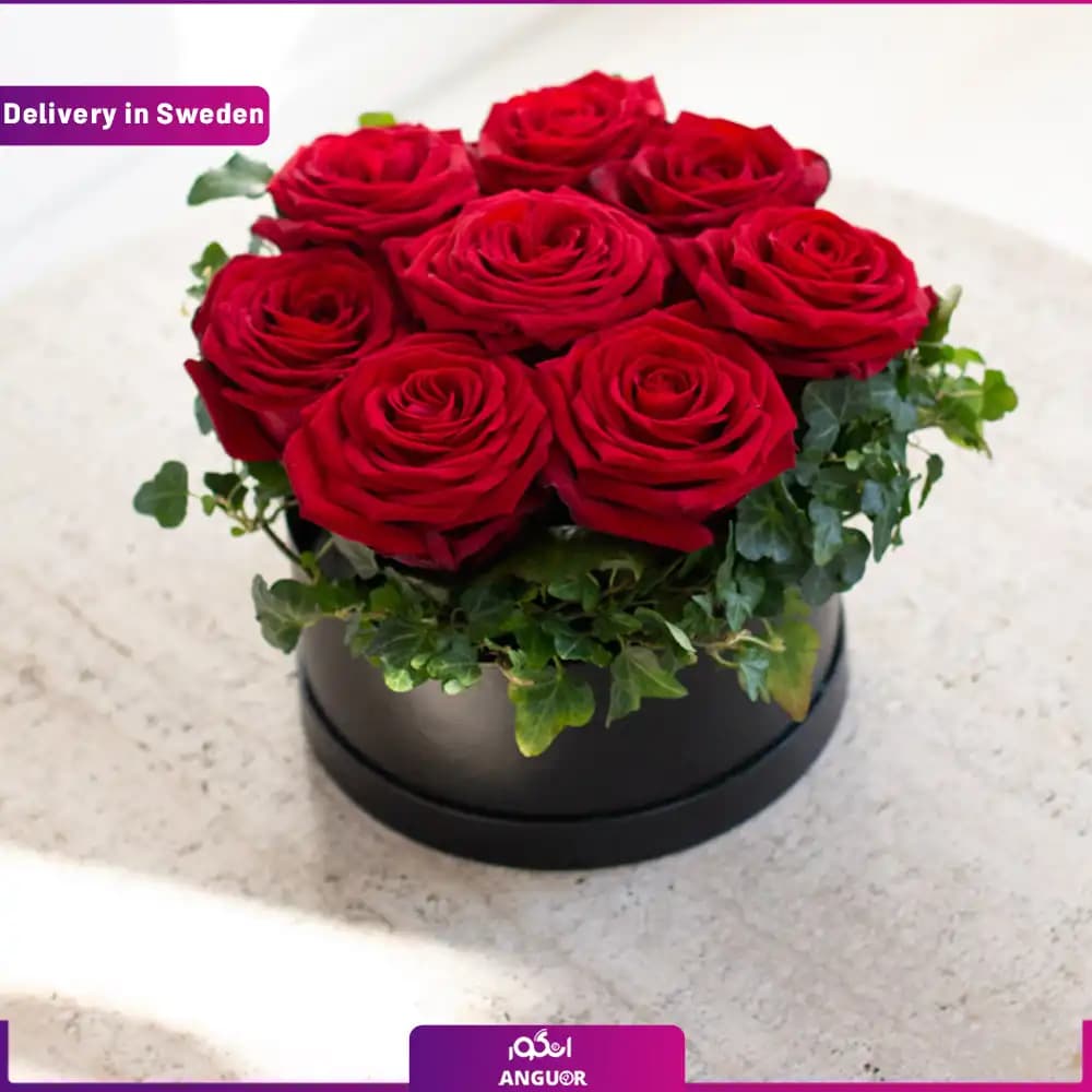 باکس گل رز قرمز 6 شاخه (ارسال گل به سوئد ) — تصویر ۲