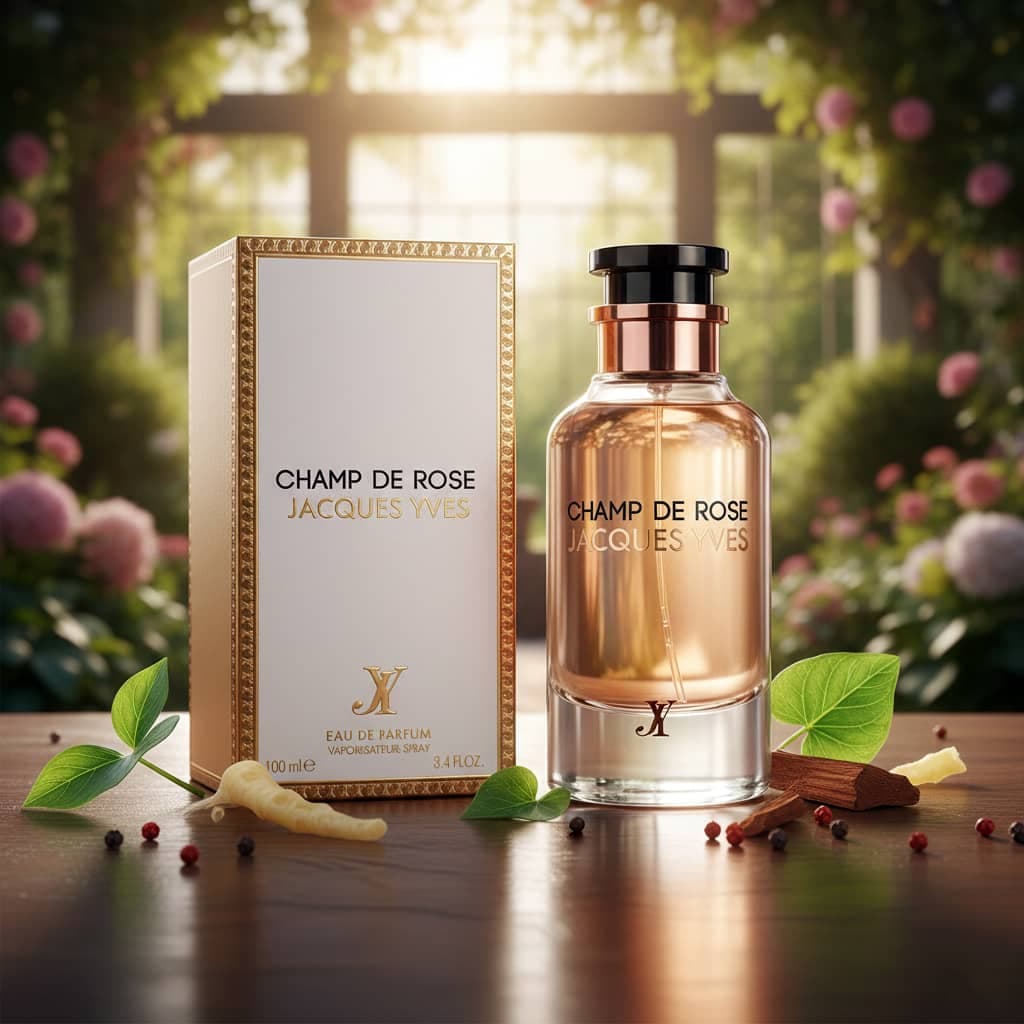 عطر ادکلن زنانه لویی ویتون رز دس ونتس فراگرنس ورد مدل کمپ د رز ژاک ایو (Fragrance World Louis Vuitton Rose Des Vents) حجم 100 میل — تصویر ۶
