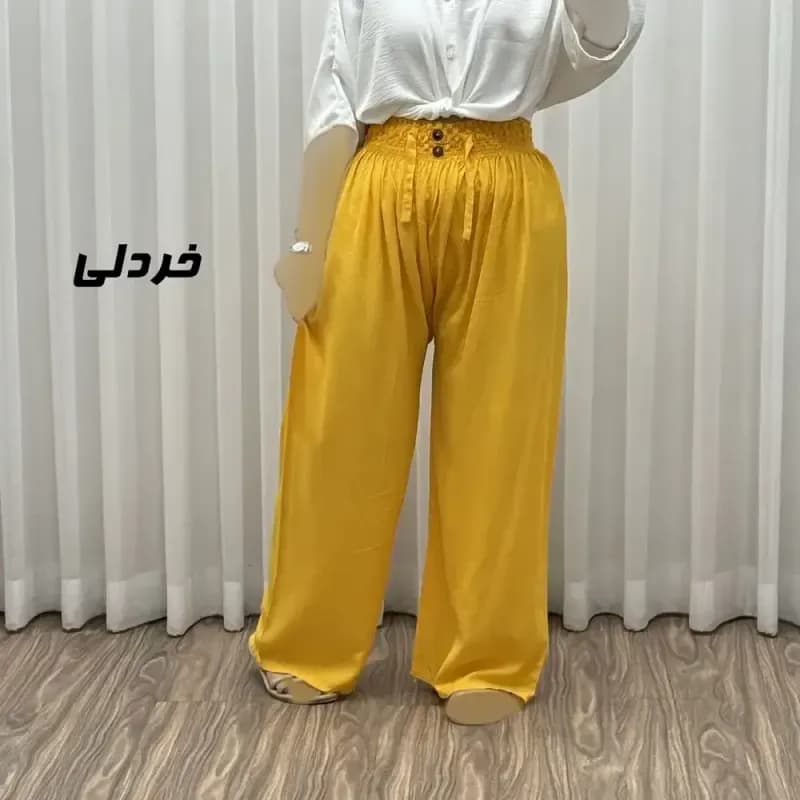 شلوار نخی زنانه کمر کش فری سایز مناسب تا سایز 50 مدل برماندو کد J1792 — تصویر ۹