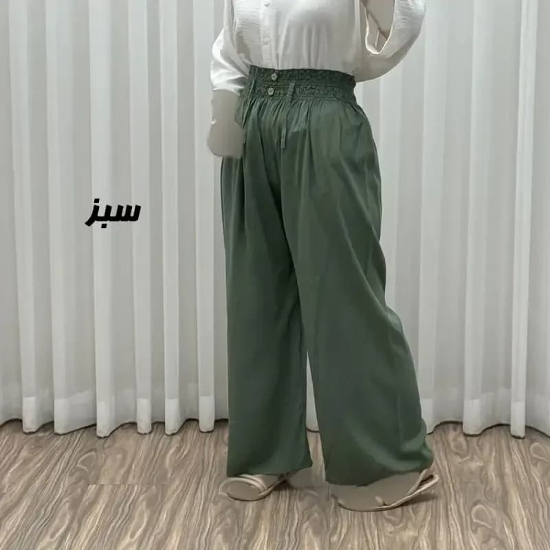 شلوار نخی زنانه کمر کش فری سایز مناسب تا سایز 50 مدل برماندو کد J1792 — تصویر ۸
