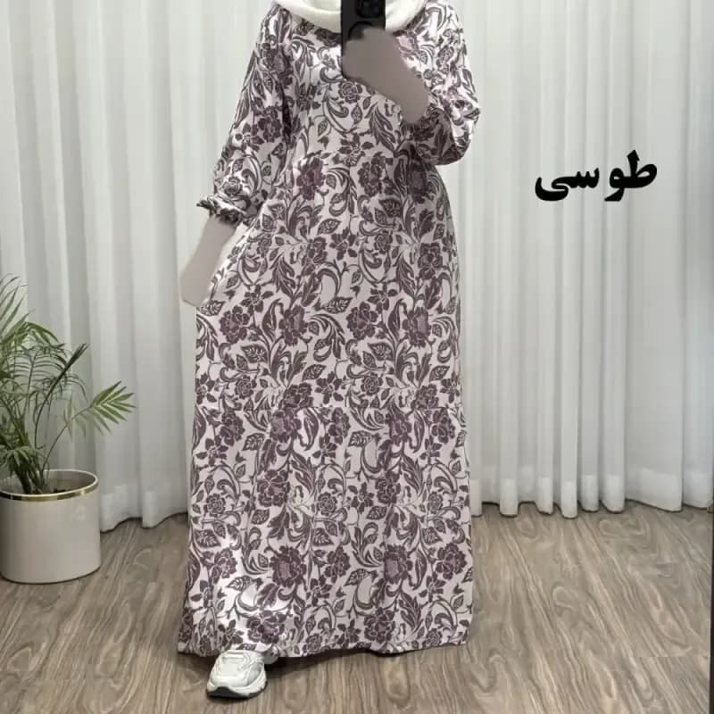 پیراهن نخی زنانه فری سایز تا 50 چهارفصل شیک و راحت بنددار سایه نمیندازد — تصویر ۹