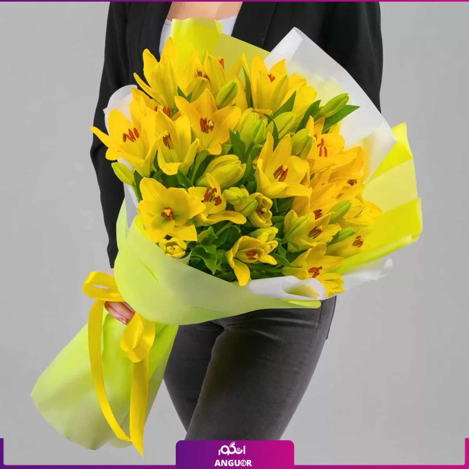 دسته گل لیلیوم زرد (35 عددی)