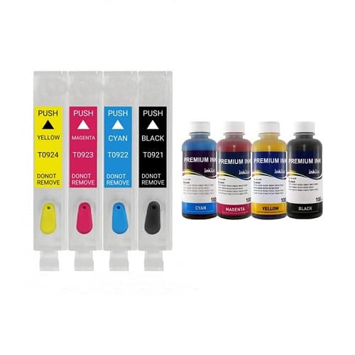 کارتریج قابل شارژ جوهرافشانT0924 – T0921 اپسون + جوهر 100سی سی اینکتک داخلی — تصویر ۲