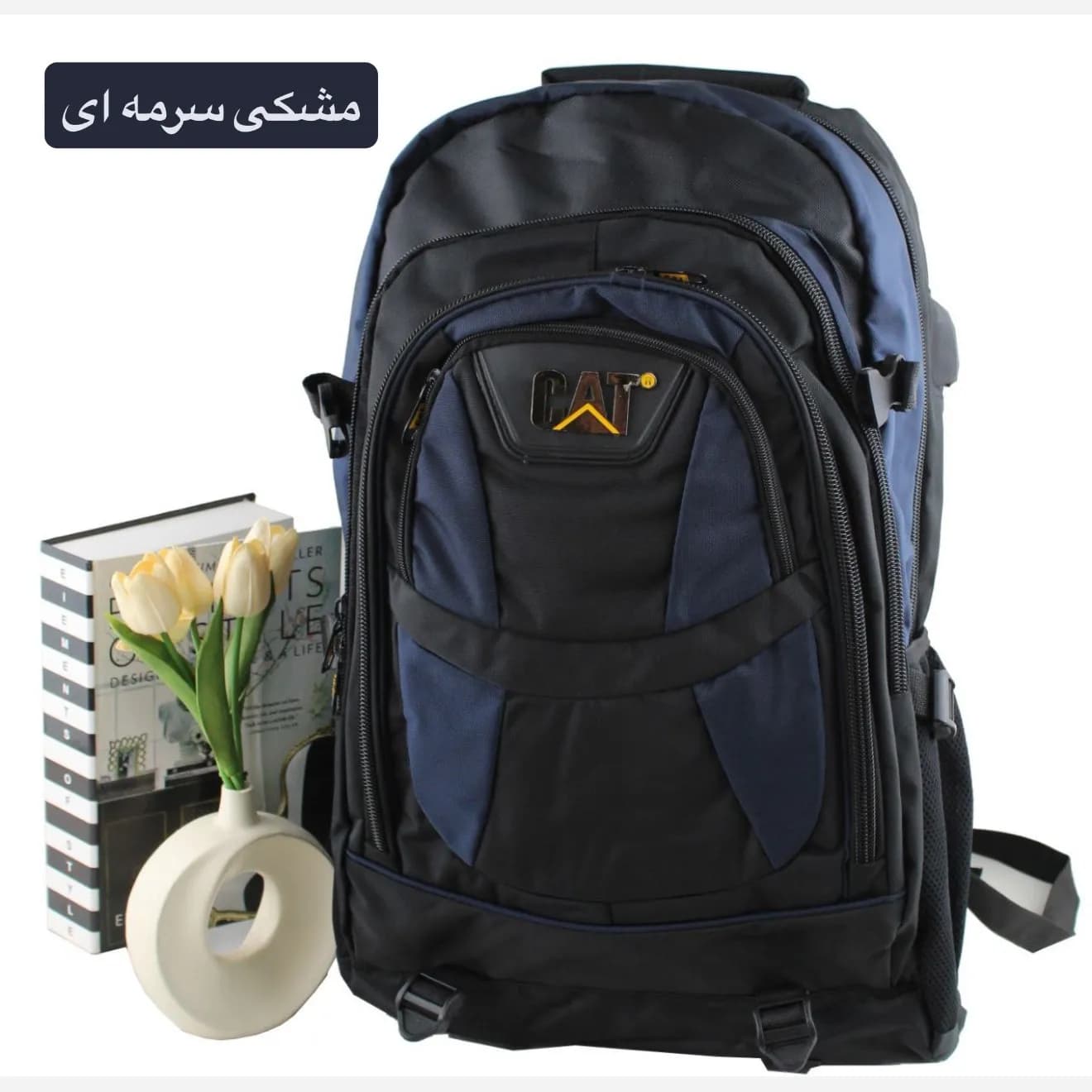 کوله پشتی روزمره و مدرسه پارچه ای دارای بند بلند و جیب دار — تصویر ۳