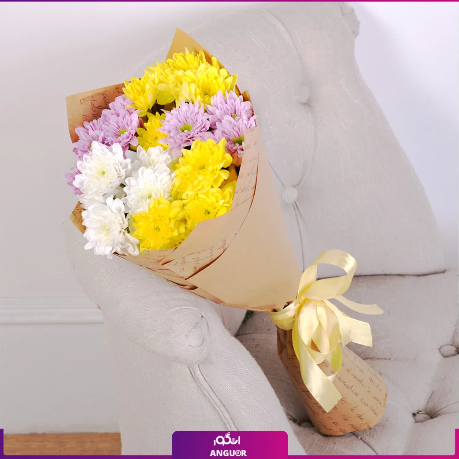 دسته گل داوودی رنگارنگ — تصویر ۳