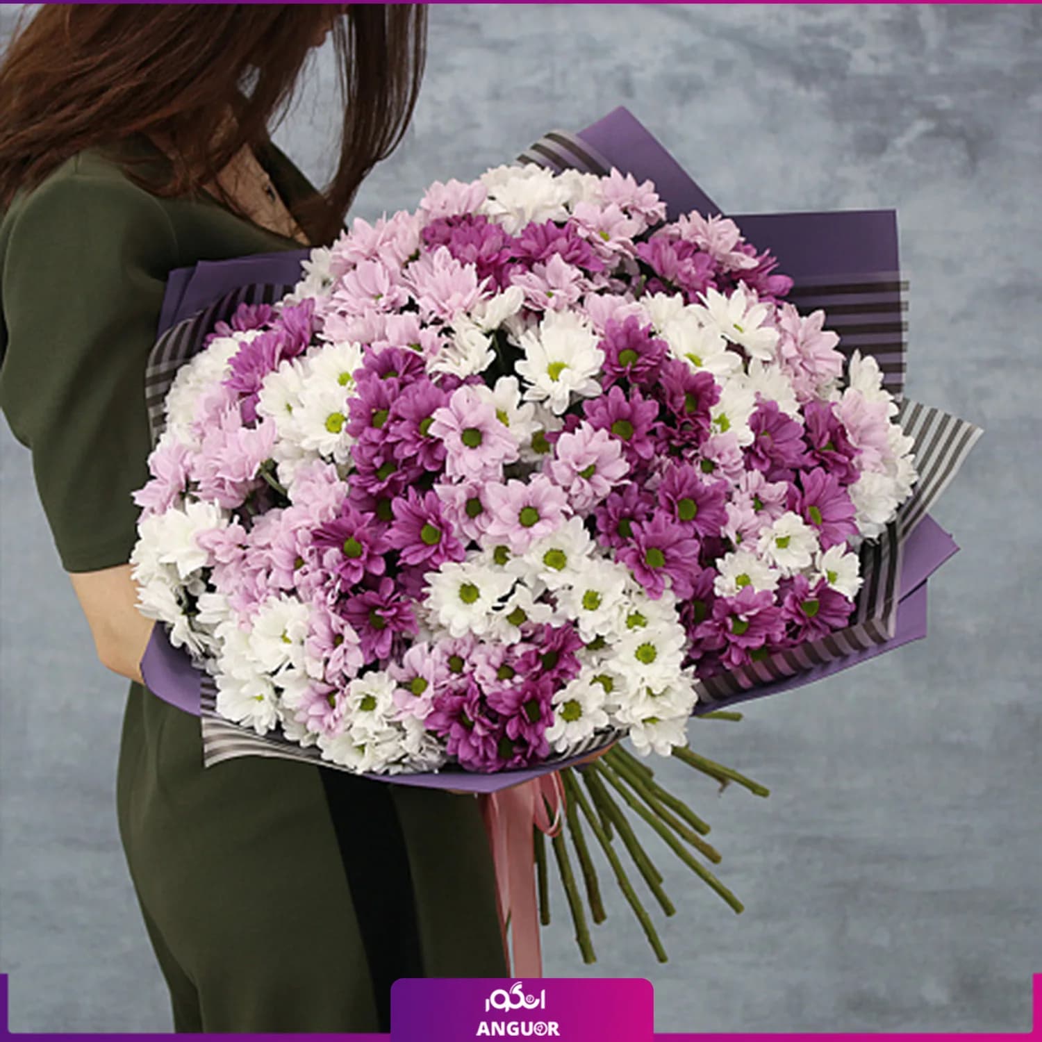 دسته گل داوودی سه رنگ ( 150 عددی)