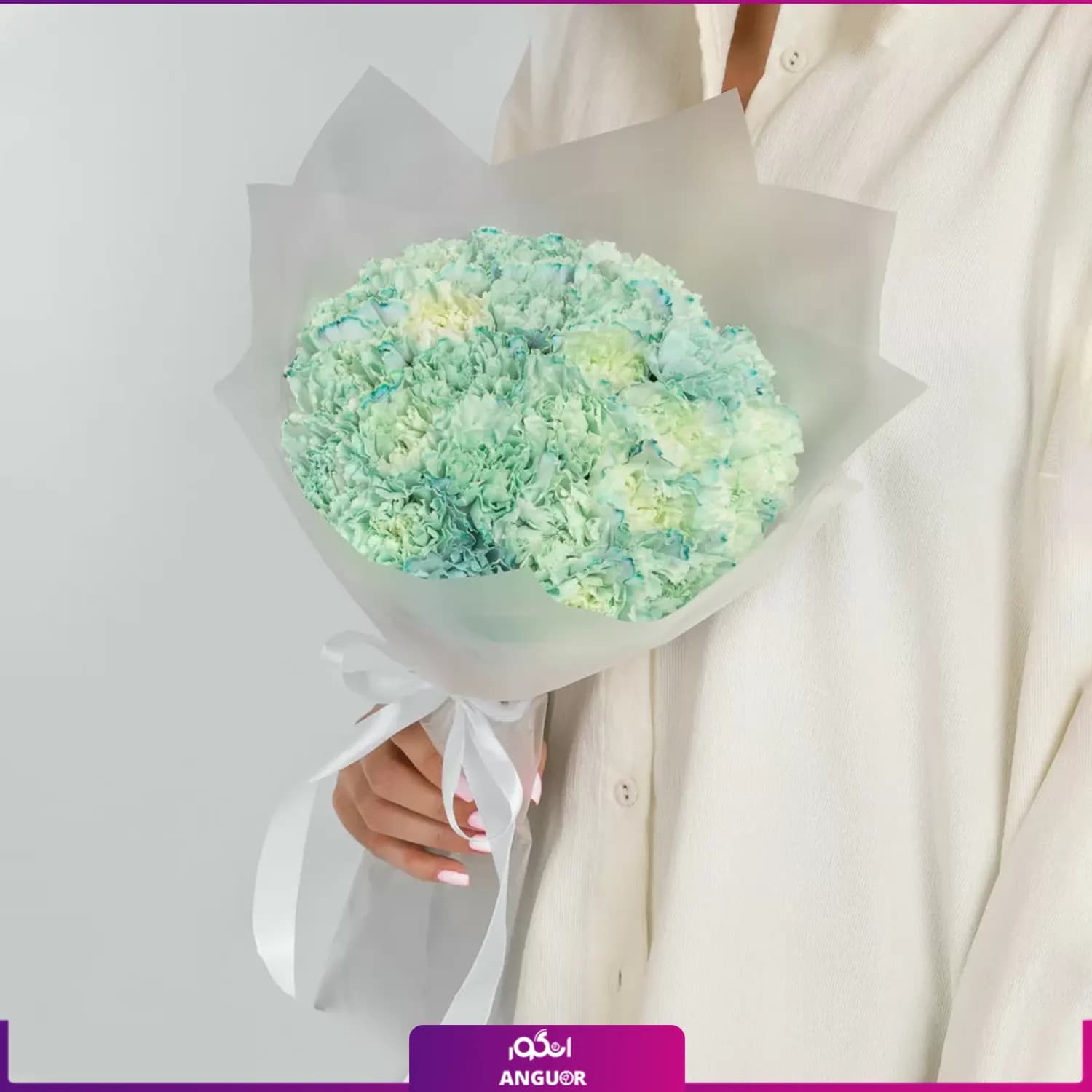 دسته گل میخک آبی زیبا — تصویر ۲