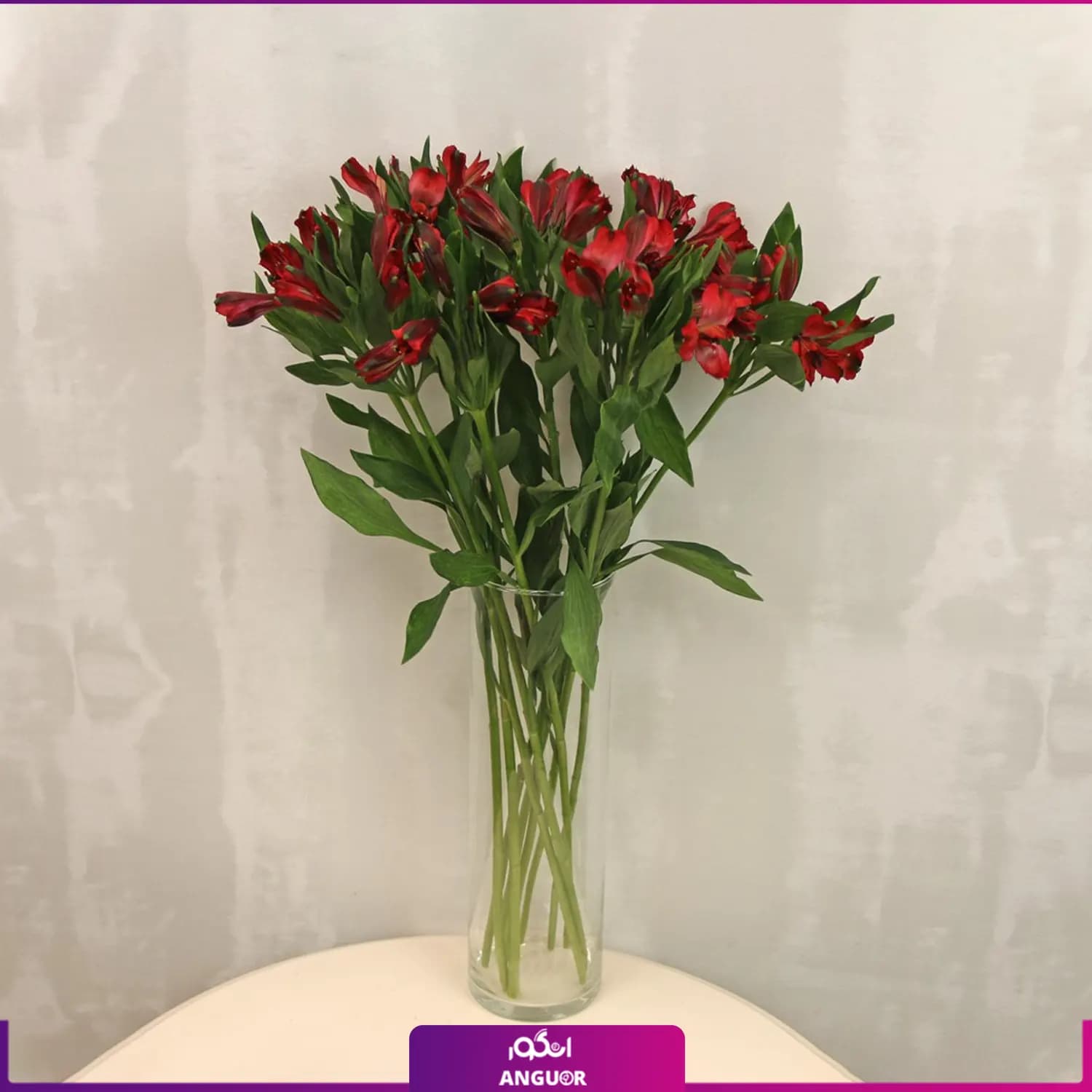 دسته گل آلسترومریا با گلدان شیشه‌ای (رنگبندی) — تصویر ۷