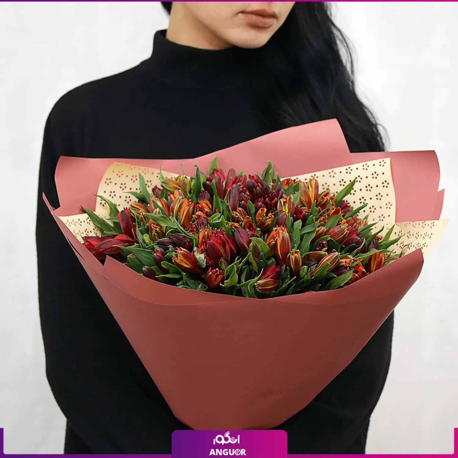 دسته گل آلسترومریا قرمز بزرگ