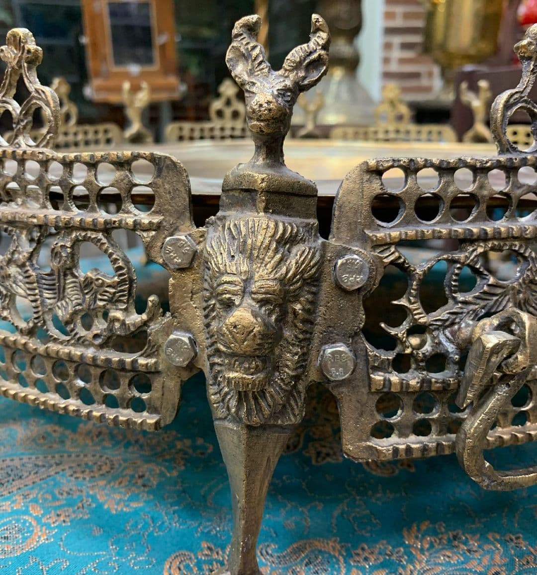 منقل هشت پر برنجی سایز بزرگ سنگین وزن 5/300 کیلوگرم قطر 45 سانت — تصویر ۲