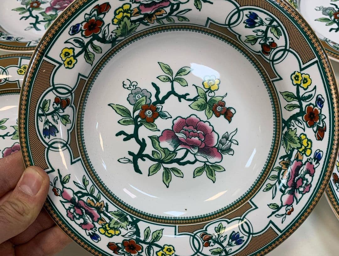 شش عدد خورشت خوری کشمیری طرح قدیم مارک هاور انگلیس قطر ۲۱ سانت — تصویر ۹